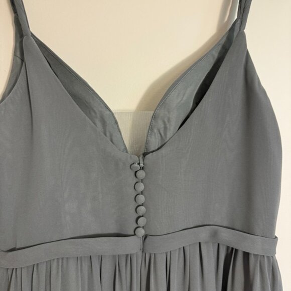 Formal Evening Fancy Dress Gray Sweatheart Deep Neck Line Chiffon Maxi - Sz 8 - Picture 7 of 10